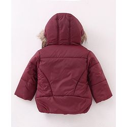 Babyhug Full Sleeves Solid Hooded Jacket - Maroon