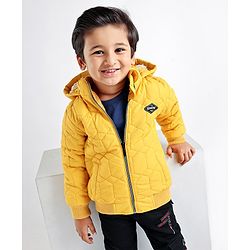 Babyhug Full Sleeves Solid Color Hooded Jacket - Yellow