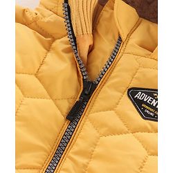 Babyhug Full Sleeves Solid Color Hooded Jacket - Yellow