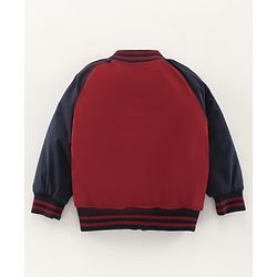Babyhug Full Sleeves Bomber Jacket Color Block - Red