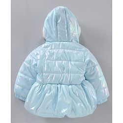 Babyhug Full Sleeves Hooded Jacket With Shimmer- Blue