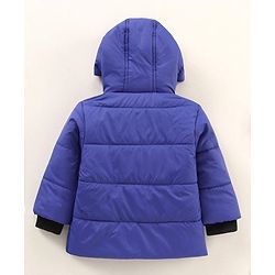 Babyhug Full Sleeves Hooded Puffed Solid Colour Jacket - Blue