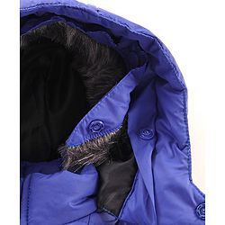 Babyhug Full Sleeves Hooded Puffed Solid Colour Jacket - Blue