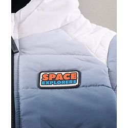 Babyhug Full Sleeves Hooded Padded Winter Jacket Color Block - Off White Navy