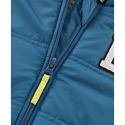 Babyhug Full Sleeves Hooded Padded Winter Jacket Color Block - Blue