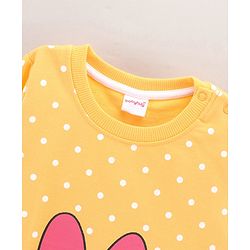 Babyhug Full Sleeves Cotton Knit Sweatshirt With Minnie Mouse Graphics - Yellow