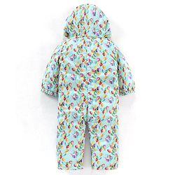 Babyhug Woven Full Sleeves Hooded Rompers Balloons Print - Blue