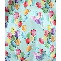 Babyhug Woven Full Sleeves Hooded Rompers Balloons Print - Blue