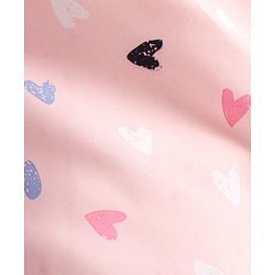 Babyhug Woven Full Sleeves Hooded Heart Print Romper - Pink