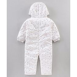 Babyhug Full Sleeves All over printed Winter Wear Romper - White