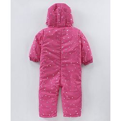 Babyhug Full Sleeves All over printed Winter Wear Romper - Pink