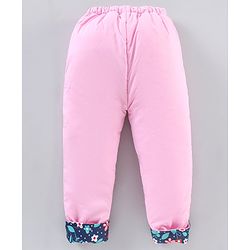 Babyhug Winter Wear Full Sleeves Hooded Padded Jacket & Lounge Pant Floral Print - Navy Blue Light Pink