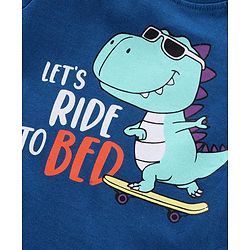 Babyhug Half Sleeves Tee With Shorts Dino & Stripes Print- Blue