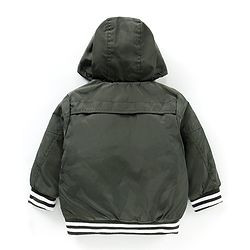 Babyhug Full Sleeves Hooded Solid Color Fashion Heavy Winter Jacket - Olive Green