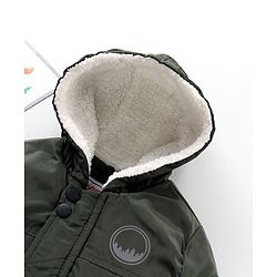 Babyhug Full Sleeves Hooded Solid Color Fashion Heavy Winter Jacket - Olive Green