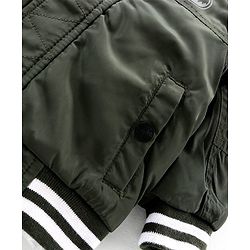 Babyhug Full Sleeves Hooded Solid Color Fashion Heavy Winter Jacket - Olive Green