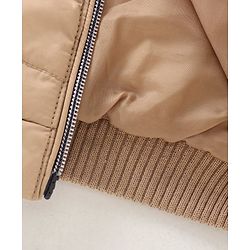 Babyhug Full Sleeves Solid Heavy Winter Hooded Jacket - Fawn