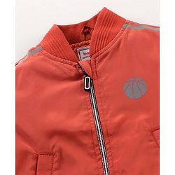 Babyhug Full Sleeves Solid Light Weight Bomber Jacket - Rust