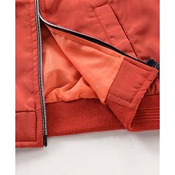 Babyhug Full Sleeves Solid Light Weight Bomber Jacket - Rust