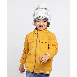 Babyhug Full Sleeves Jacket Solid & Stripes Print- Mustard