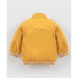 Babyhug Full Sleeves Jacket Solid & Stripes Print- Mustard