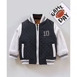 Babyhug Full Sleeves Reversible Jacket Solid & Stripes Print- Navy White