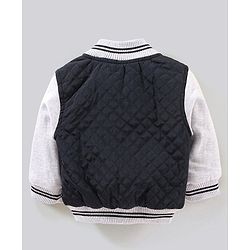 Babyhug Full Sleeves Reversible Jacket Solid & Stripes Print- Navy White