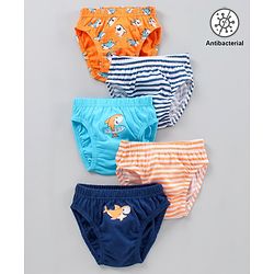 Babyhug Antibacterial Cotton Briefs Printed Pack of 5- Multicolor