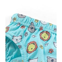 Babyhug  Cotton Knit Antibacterial Animal Print & Striped Briefs Pack of 5 - Multicolour