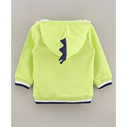 Babyhug Full Sleeves Hooded Sweat Jacket Dino Patch - Lime Green