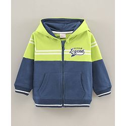 Babyhug Full Sleeves Hooded Sweat Jacket Text Print - Multicolor