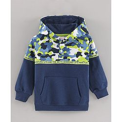 Babyhug Full Sleeves Hooded Cut & Sew Camo Printed Sweatshirt - Multicolor