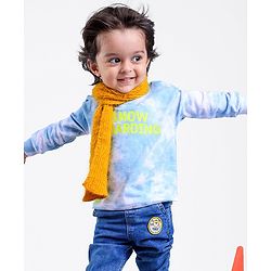 Babyhug Full Sleeves Tie & Dye Sweatshirt Text Print - White Blue