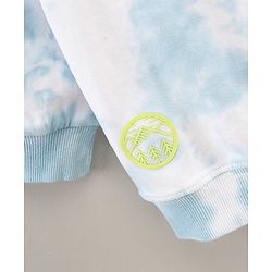 Babyhug Full Sleeves Tie & Dye Sweatshirt Text Print - White Blue