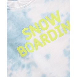 Babyhug Full Sleeves Tie & Dye Sweatshirt Text Print - White Blue