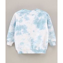 Babyhug Full Sleeves Tie & Dye Sweatshirt Text Print - White Blue