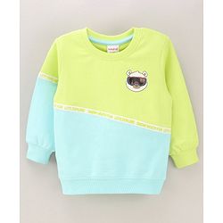 Babyhug Full Sleeves Cut & Sew Sweatshirt Multi Print - Blue Green
