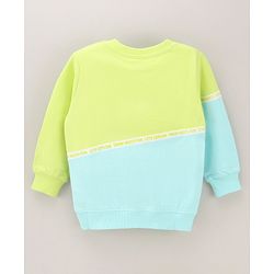 Babyhug Full Sleeves Cut & Sew Sweatshirt Multi Print - Blue Green