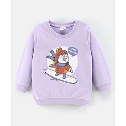 Babyhug Full Sleeves Sweatshirt Penguin Print - Purple