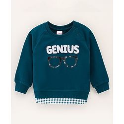 Babyhug Full Sleeves Sweatshirts Genius Embroidered - Blue
