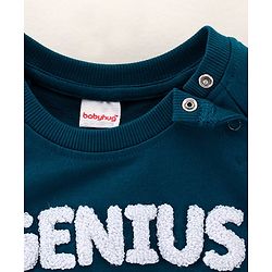 Babyhug Full Sleeves Sweatshirts Genius Embroidered - Blue