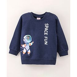 Babyhug Full Sleeves Sweatshirt Space Fun Print - Navy