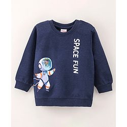 Babyhug Full Sleeves Sweatshirt Space Fun Print - Navy