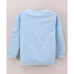 Babyhug Full Sleeves Knit Sweatshirt With Mountain Print And Pocket & Quilting at Sleeves - Blue