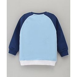 Babyhug Cotton Blend Full Sleeves Cut & Sew Sweat Shirt Penguin Printed Applique - Navy White