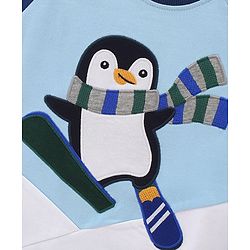 Babyhug Cotton Blend Full Sleeves Cut & Sew Sweat Shirt Penguin Printed Applique - Navy White