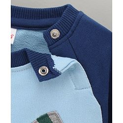 Babyhug Cotton Blend Full Sleeves Cut & Sew Sweat Shirt Penguin Printed Applique - Navy White