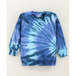 Babyhug Full Sleeves Sweatshirt Tie Dye Print - Blue
