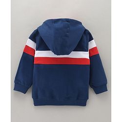 Babyhug Full Sleeves Hooded Cut & Sew Sweatshirt Captain America Shield Applique - Navy