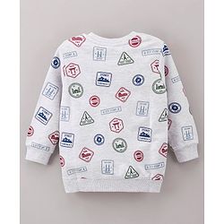 Babyhug Full Sleeves All Over Printed Sweatshirt - White Melange